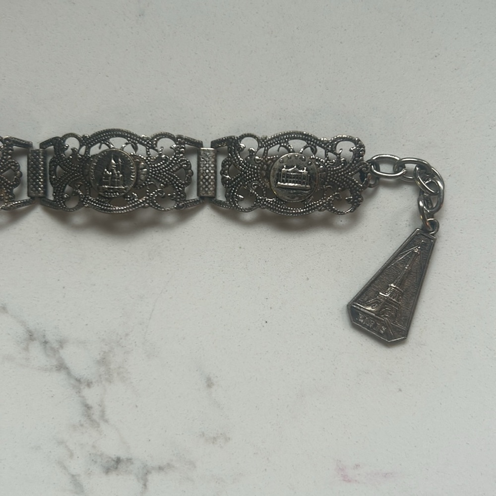 Antique Vintage Paris monument bracelet made in France filigree art nouveau - Picture 4 of 5